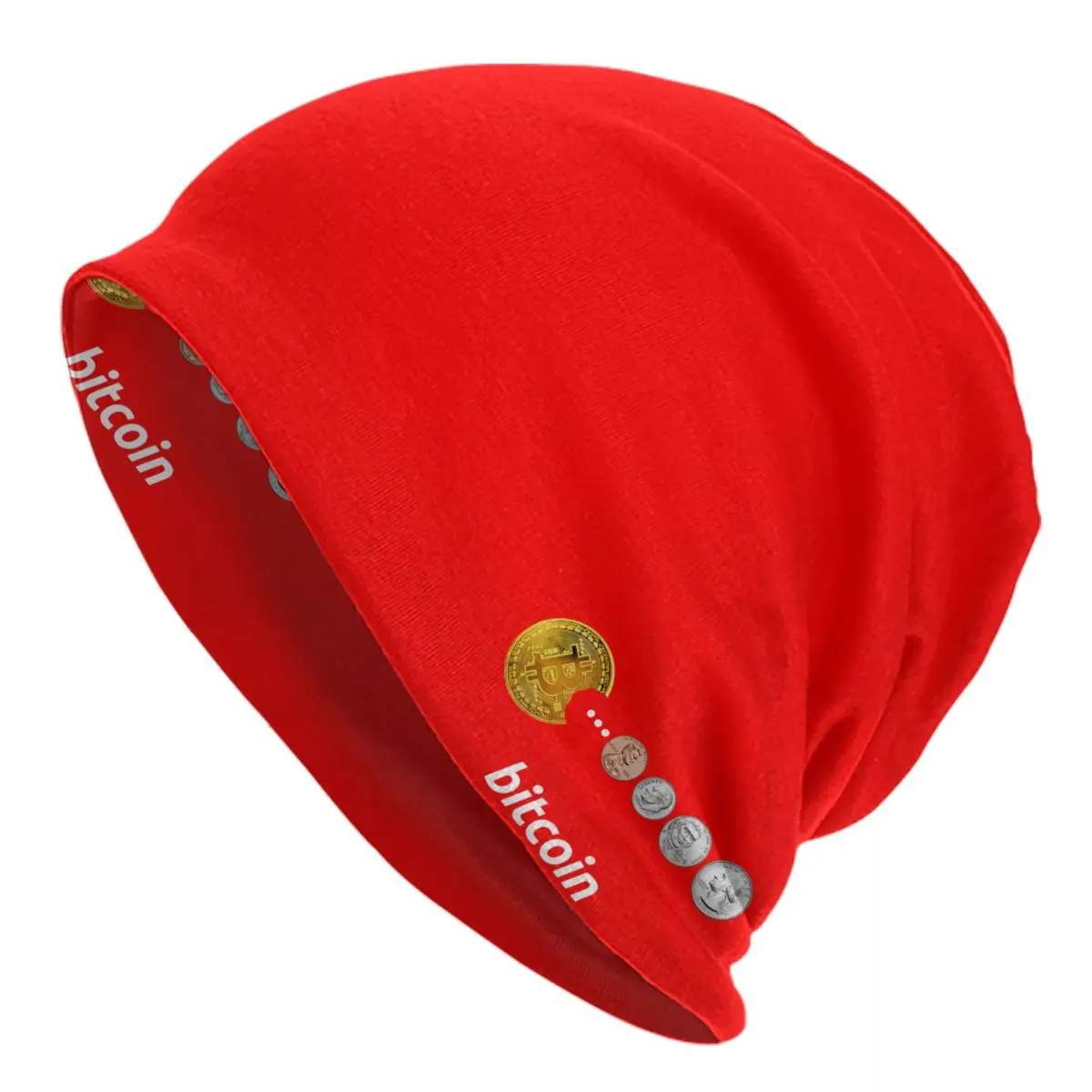 Custom Bitcoin Snacks Skullies Beanies Caps Unisex Winter Warm Knitted Hat Adult BTC Crypto Coins Bonnet Hats Outdoor Ski Cap