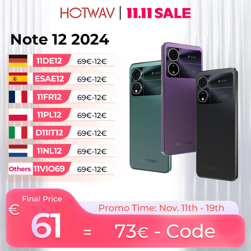 HOTWAV Note 12 2024 6.8 ''HD + Smartphone Android 14 OS 6GB 128GB téléphone portable 48MP + 16MP caméra 5160mAh Octa-core Cellpone HOTWAV Note 12 2024 6.8 ''HD + Smartphone Android 14 OS 6GB 128GB téléphone portable 48MP + 16MP caméra 5160mAh Octa-core Cellpone