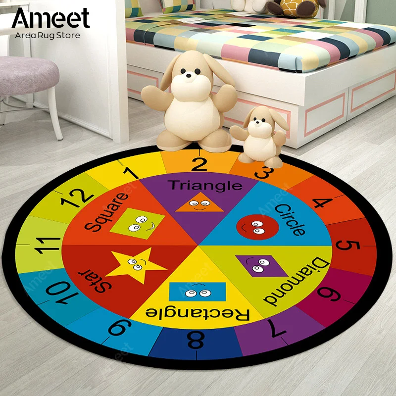 Children’s Round Carpet Soft Games Learning Playmat For Nursery Kids Room Bedside Decoration Foot Mat Washable Rug 120cm 80cm