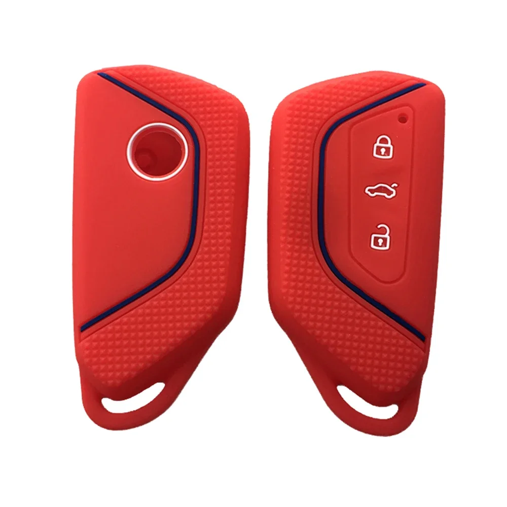 Funda de silicona con 3 botones para llave de coche, llavero con cubierta protectora de piel para VW, Volkswagen, Golf 8, 2020, Skoda Octavia A8