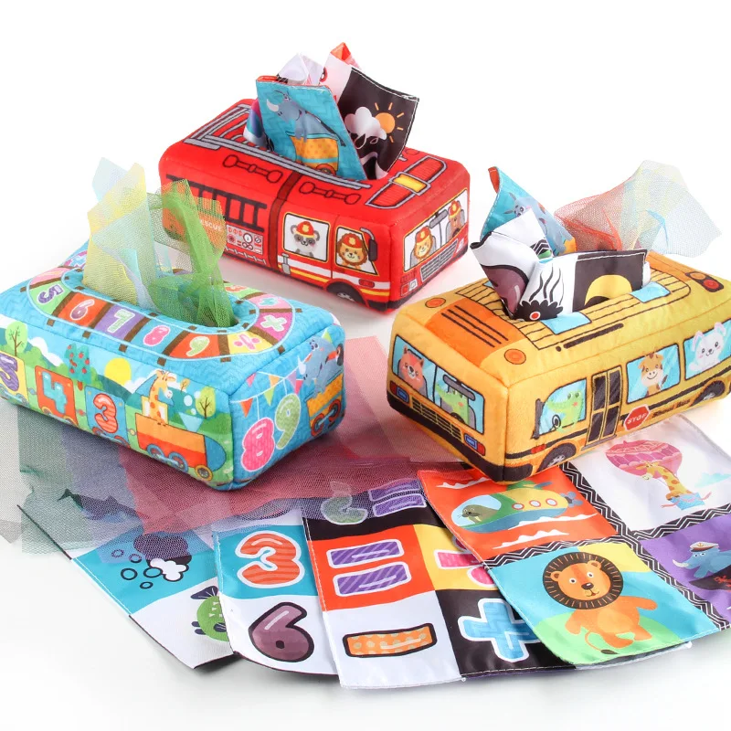 Baby cloth book tissue box, soft baby book that can't be torn, cloth book early education set toy