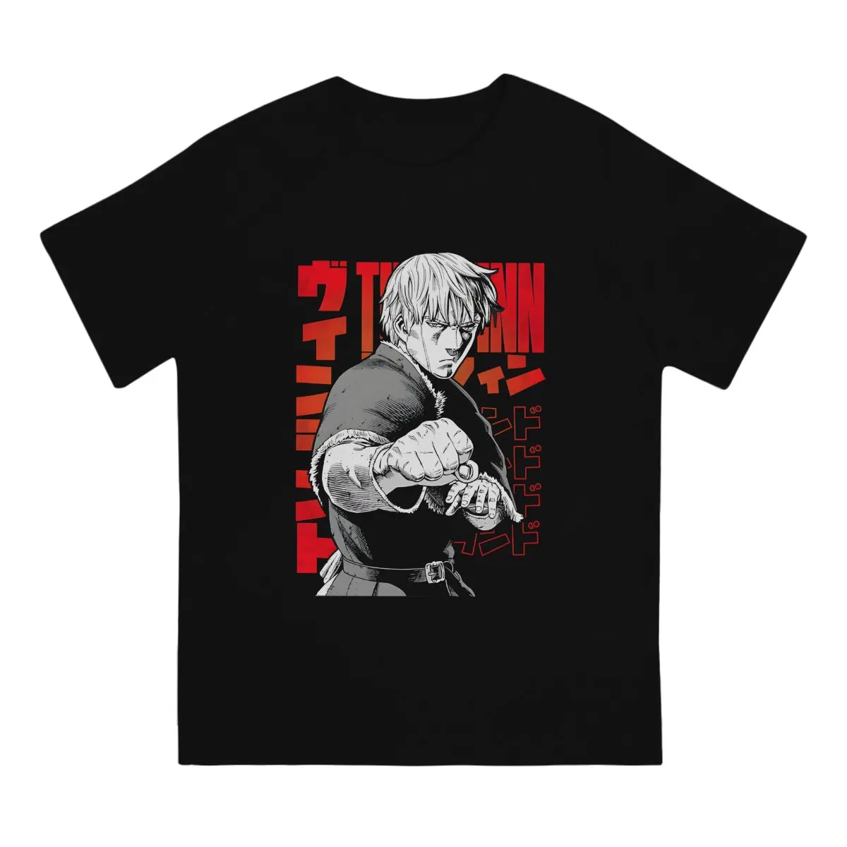 Vinland Saga Poster T-Shirts for Men Thorfinn Fashion 100% Cotton Tee Shirt Crewneck Short Sleeve T Shirts Summer Clothes