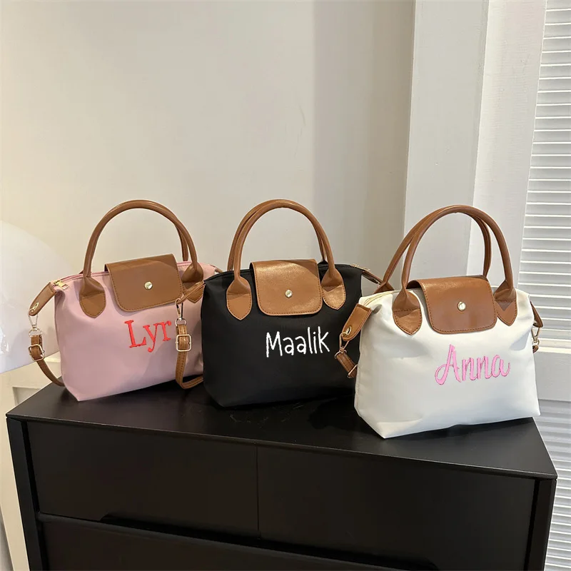 Fashionable Casual Bag Personalized Name Versatile One Shoulder Crossbody Bag Tote Bag Customized Embroidered Commuter Bag