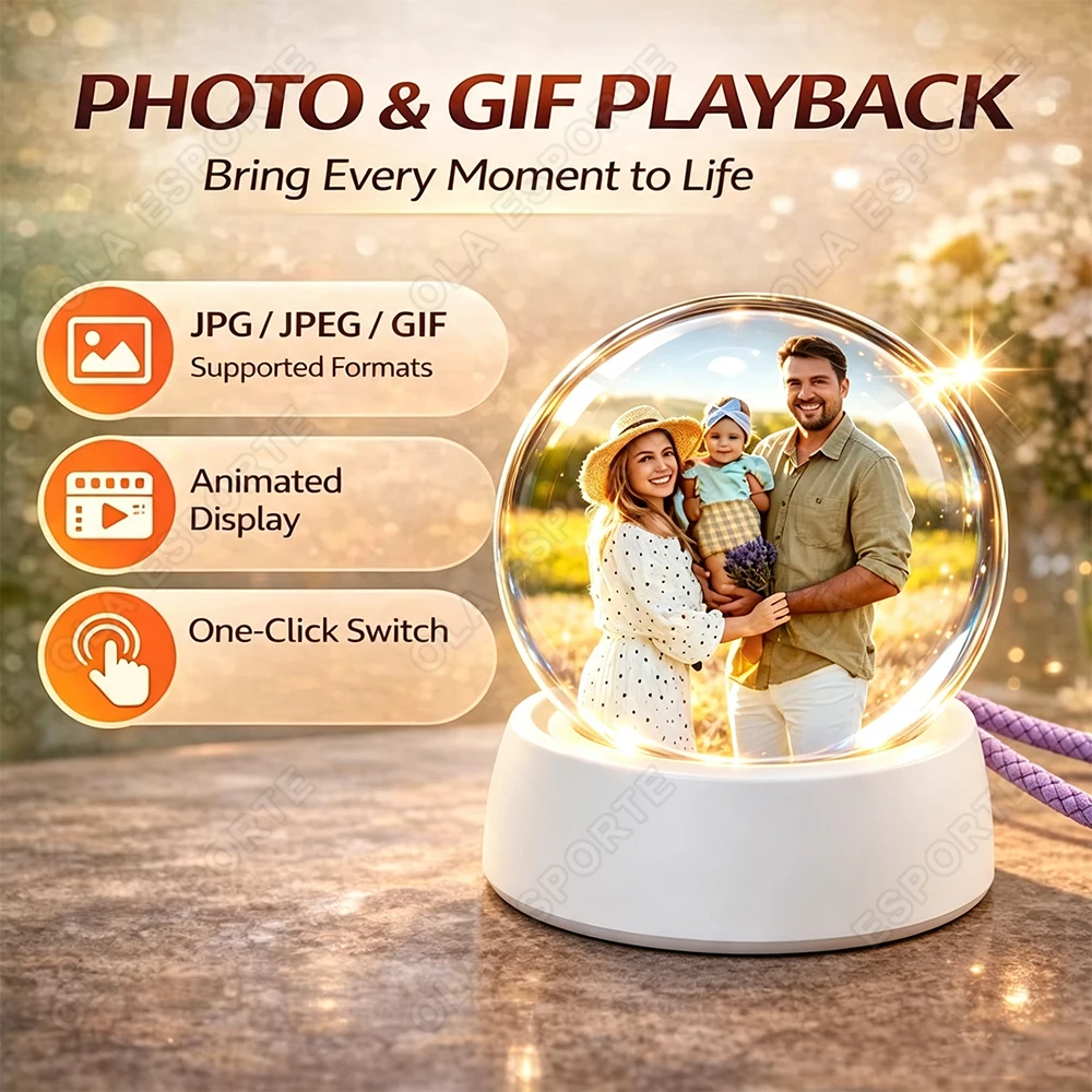 3D Video Ball Creative Electronic Display Ball Sharingan Animation Trendy Play Cool Technology Gift Desktop Ornaments