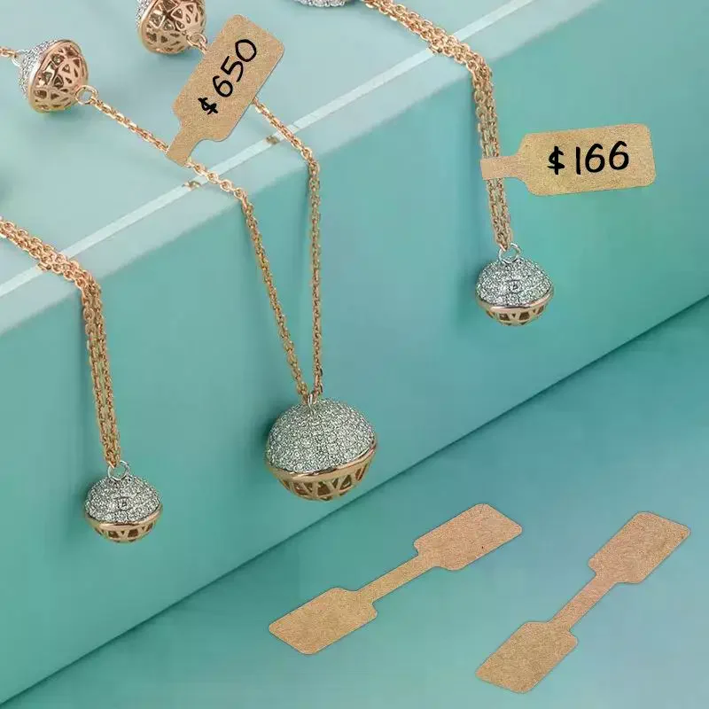 500PCs/Roll Price Stickers Jewelry Price Tags Self Adhesive White Blank Sticker Kraft Paper Ring Necklace Earring Price Label
