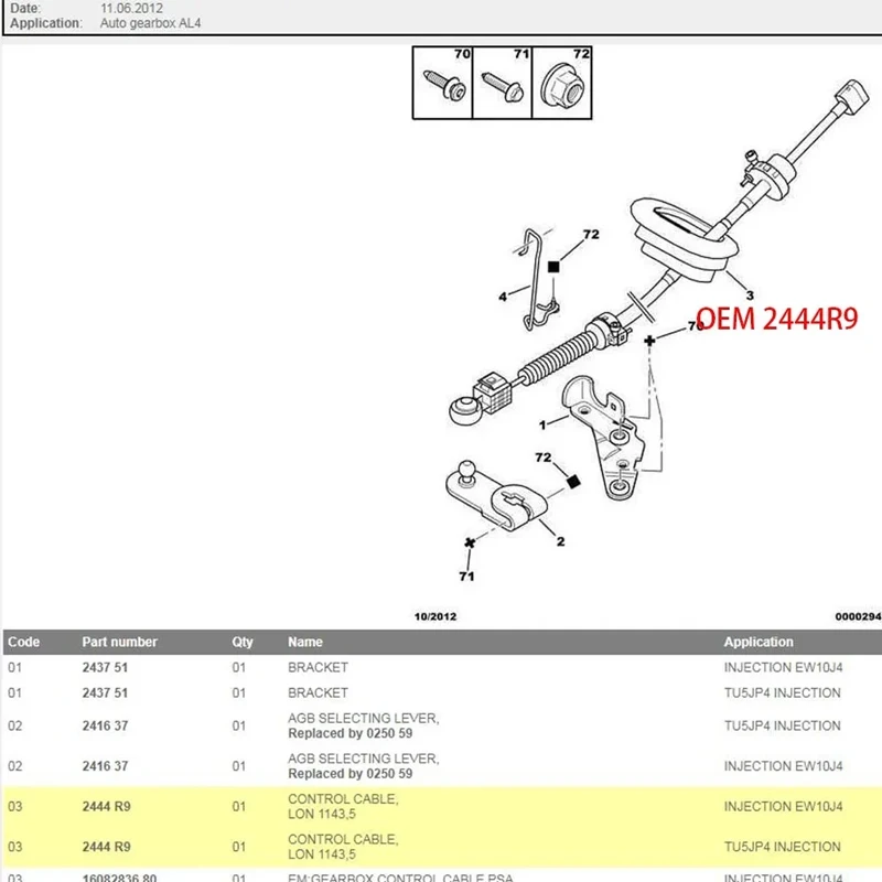 2444R9 Suitable for Citroen C4 Triumph for Peugeot 307 307CC 307SW Gear selection control cable Select the gear control cable