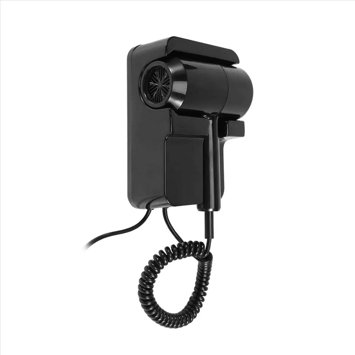A58Z Hot&Cold Wind Blow Hair Dryer Electric Wall Mount Bathroom Hotel Negative Blower with USB Bracket Black EU Plug
