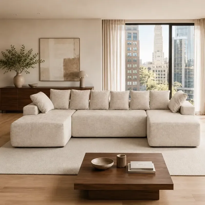 Modular Cloud Sofa Bed U Shaped Convertible Sectional for Living Room Apartment Luxury Boneless Design Home Furniture Decor