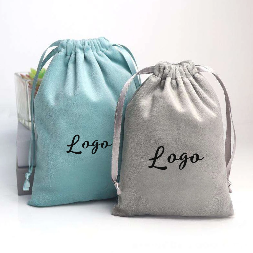 

Роскошный супермягкий бархатный чехол для ювелирных изделий, индивидуальный логотип, фланелевая пыль на шнурке, свадебный подарок, косметическая сумка для упаковки духов