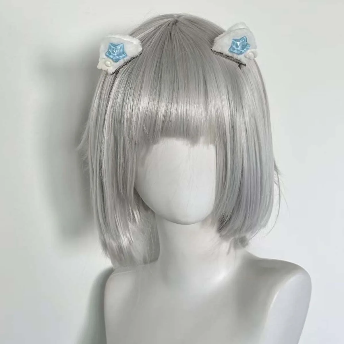 2Pcs Plush Cat Ears Shape Hair Clips Women Sweet Cute Star Angel Wing Duck Clip Hairpin Fashion Girls Headwear Hair Accessories 2
