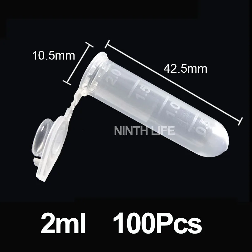100pcs PP 2ml microcentrifuge หลอด centrifuge สีหลอดหมวกพลาสติก cryotube lab หลอดทดสอบสําหรับการทดลอง