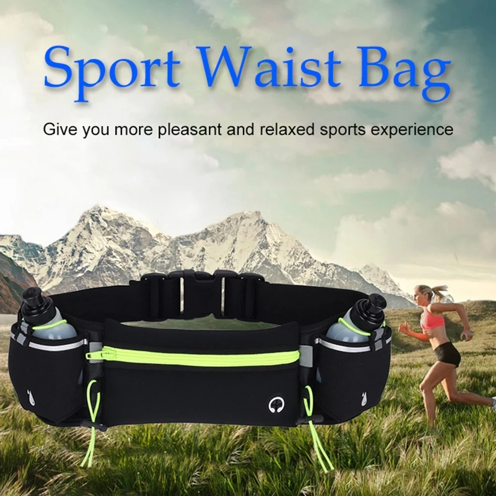 1-teiliger Hydrations-Laufgürtel mit Wasserflaschen für Männer und Frauen – Wasserflaschen zum Laufen, wasserabweisende Tasche, passend für alle Handys – Detail 3