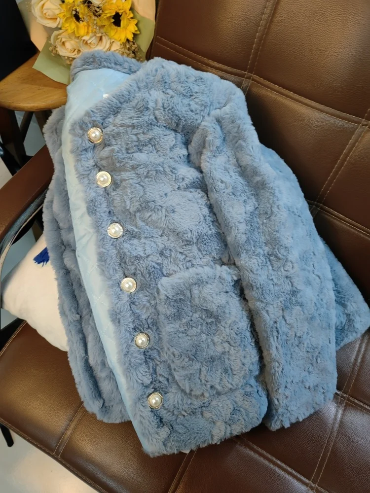   Manteau en fourrure de mouton pour femme, version coréenne, imitation peau de mouton et fourrure intégrées, manteau court à manches longues