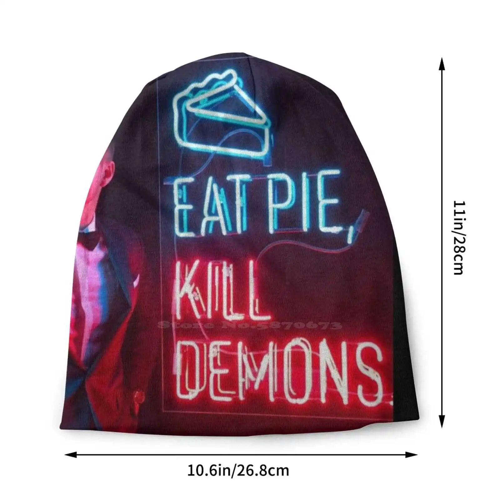 Eat Pie , Kill Demons. Knitted Hat Warm Beanie Outdoor Caps Eat Pie Kill Demons Supernatural Tv Show Series Jensen Ackles image 2