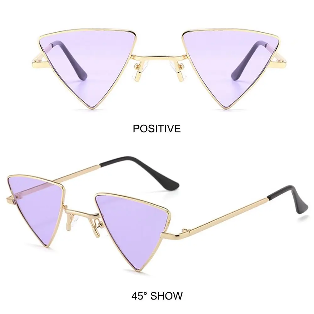 Small Hippie Sunglasses Triangular Sun Glasses for Women & Men Metal Frame Punk Shades Tinted Colorful Lens Eyeglasses UV400