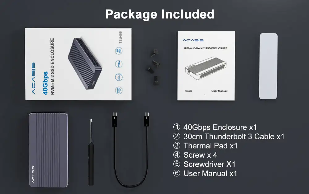 Acasis 40gbps外付けハードドライバーm.2nvme pcie ssdケース