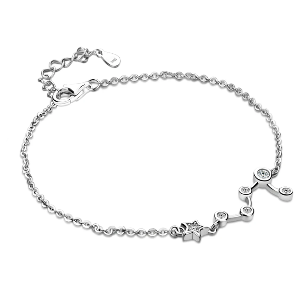 

Exquisite Simple 925 Sterling Silver Star Bracelet for Women Fine Link Zircon Chain Hand Harnes Bangle Party Jewelry Accessories