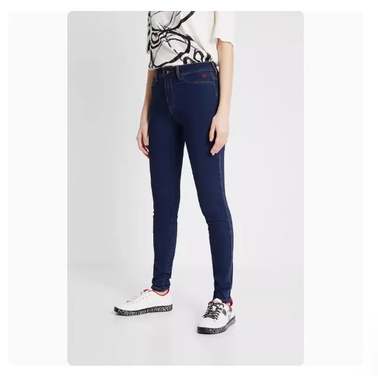 2025 Foreign Trade Original Order Spanish Embroidered Printed Sand Washed Pants Leg Shining Women's Jeans