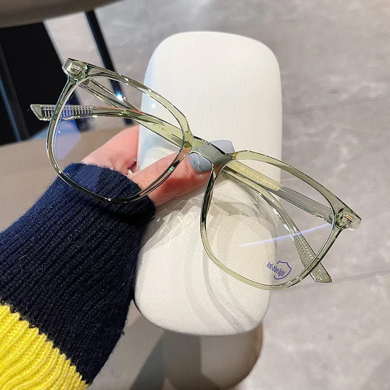 French Style Eye Glasses for Women Square Shape Anti Blue Light Men's Eyeglasses Gradient Color Transparent Glasses