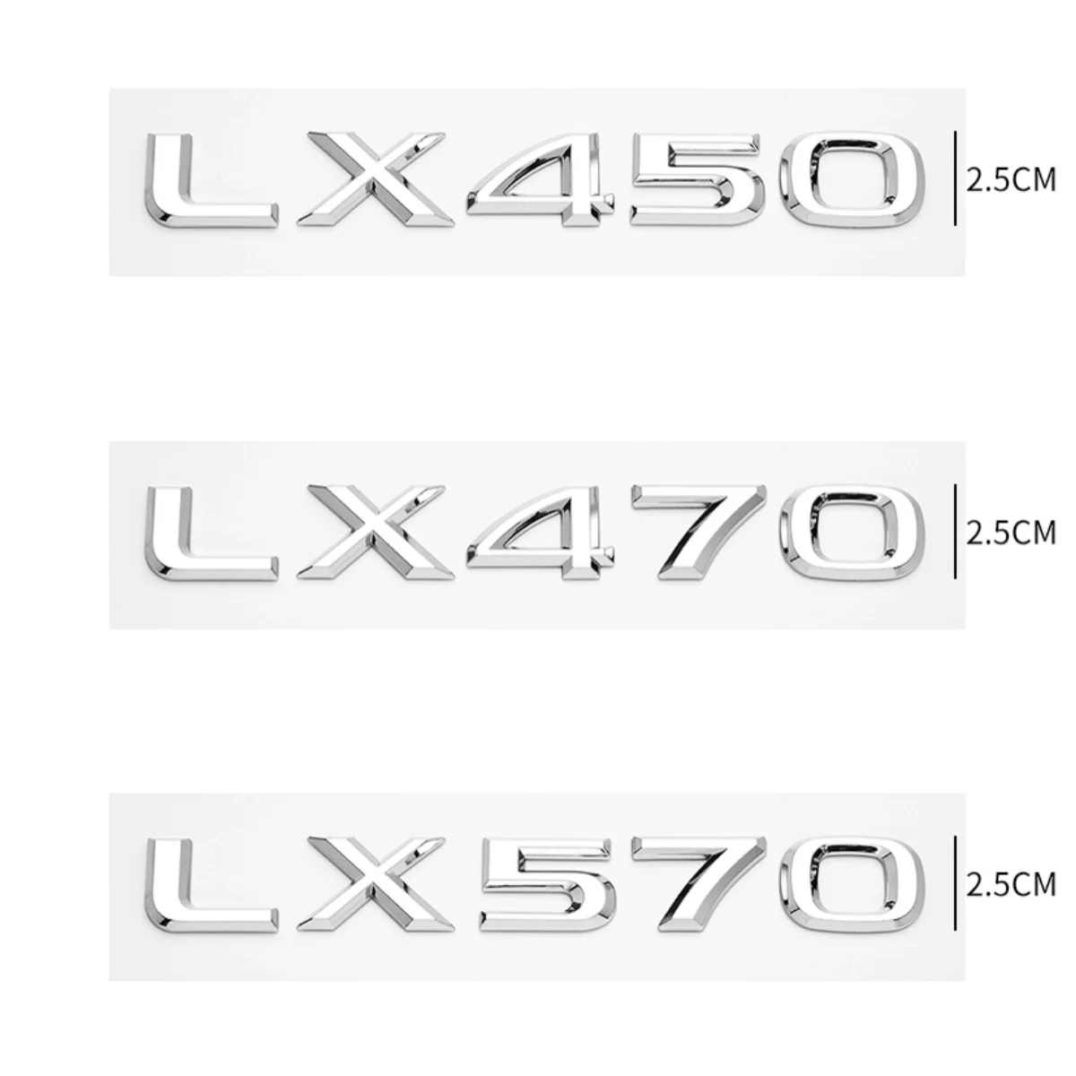 3D Chrome Glossy Black ABS LX450 LX470 LX570  Emblem for LEXUS Car Trunk Trunk Rear Logo Sticker