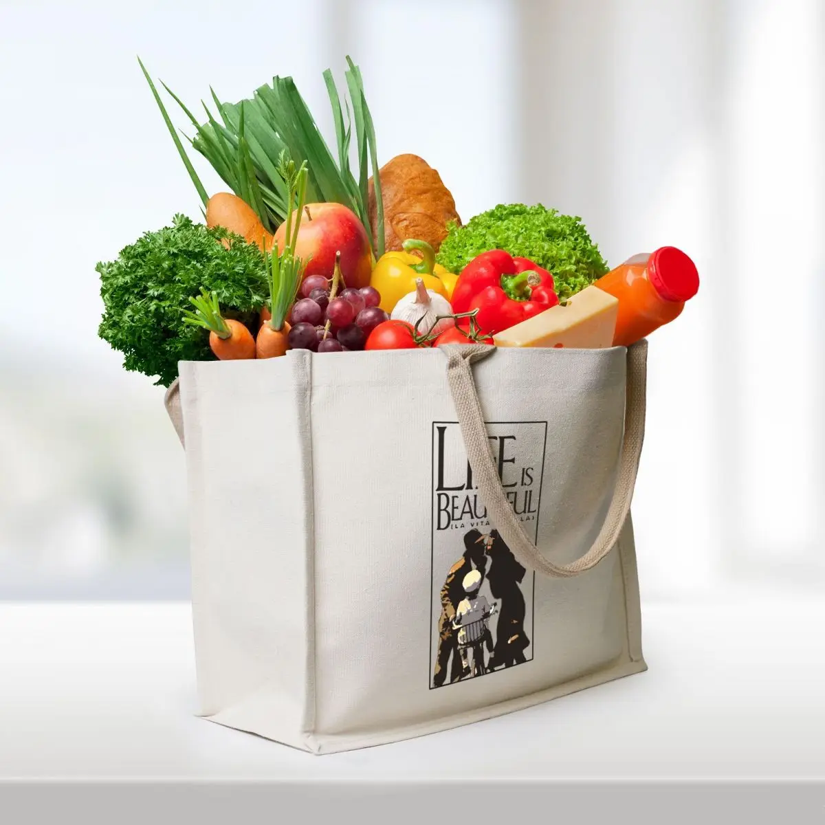 Life is Beautiful Tote Bag Canvas bag for women bag for beach Reusable bags tote custom