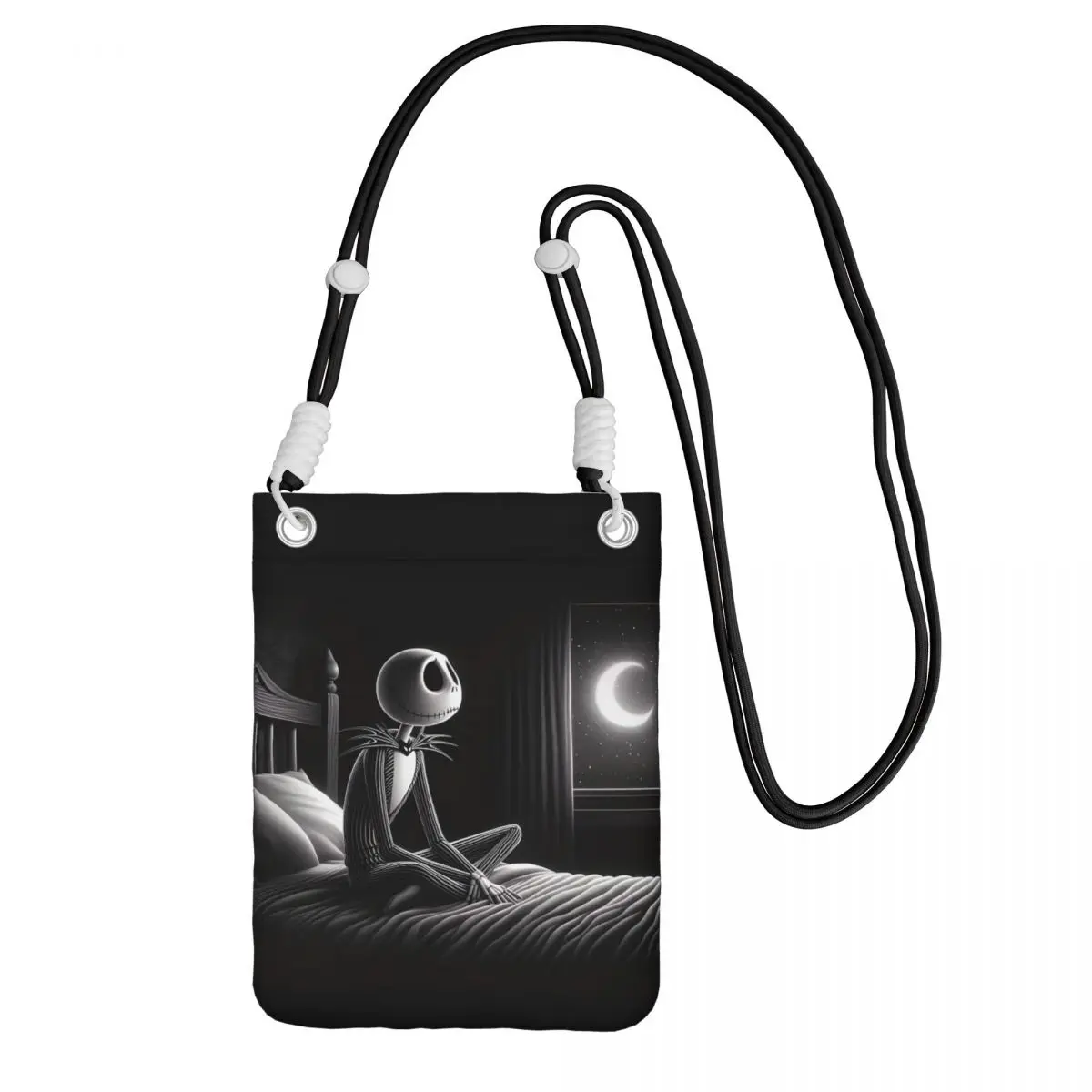 

Custom Jack Skellington Smart Phone Wallet With Strap Living Skeleton Crossbody Bag Women Men Traveling Mobile Phone Bag