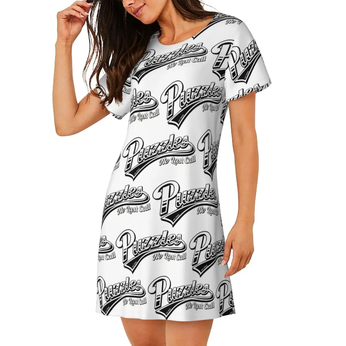 Puzzles Bar - How I Met Your Mother Short Sleeves Nightdress For Sleeping Women Short Sleeve Nightgowns Loose Pajama Dress