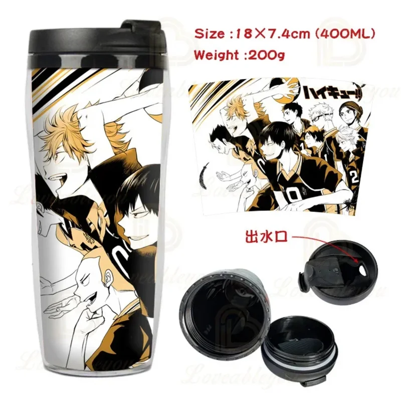 Haikyuu Junior Anime Student Household Drinking Cup Anime Creative Water Cup Double-layer Insulated Plastic Cup Kids Gift