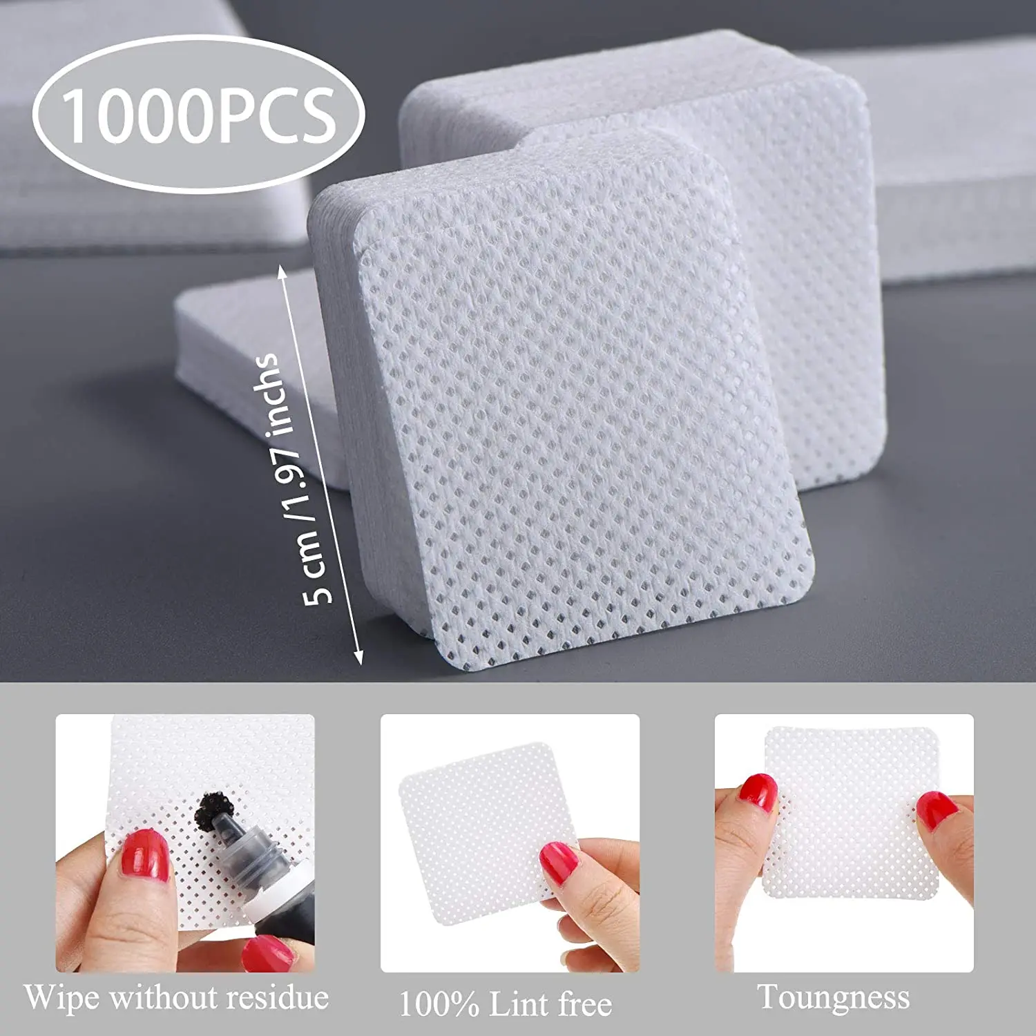 1000Pcs Eyelash Extension Lint-Free Glue Wipes Paper Cotton Sheet Eyelash Glue Remover Nails Art Cleaning Cleaner Pads