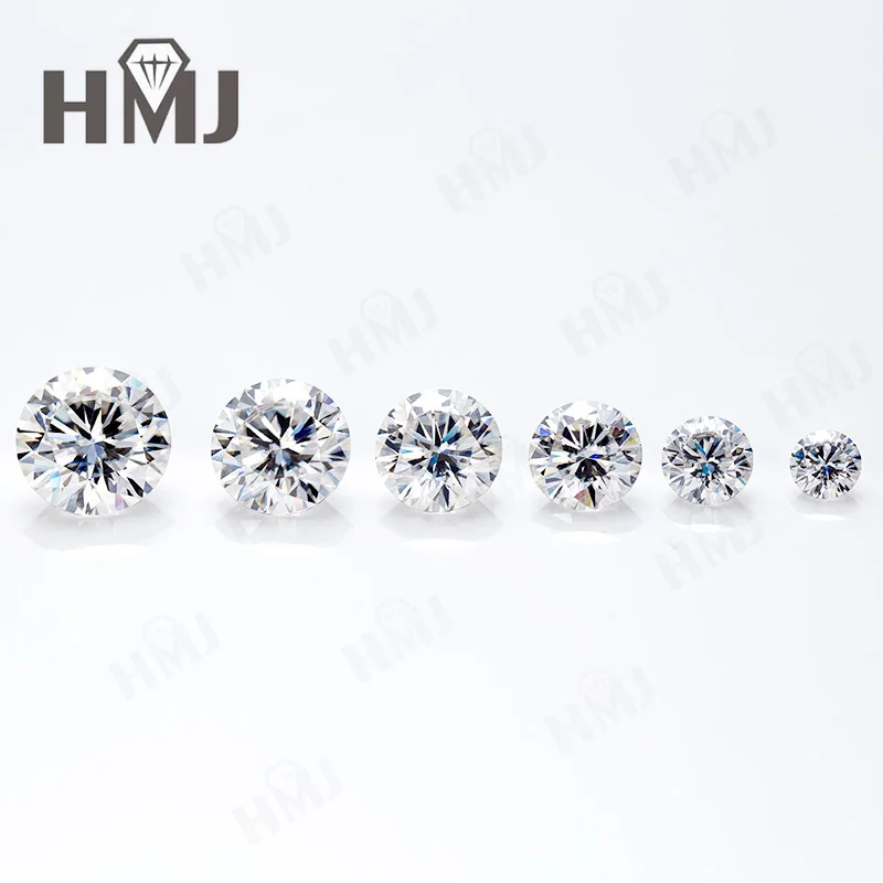 HMJ 0,1-13 Karat Moissanit-Stein, runde Form, Farbe D, Reinheit VVS1, Brillantschliff, Diamanttester-geprüft, mit GRA-Zertifikat, Perlen – Detail 23