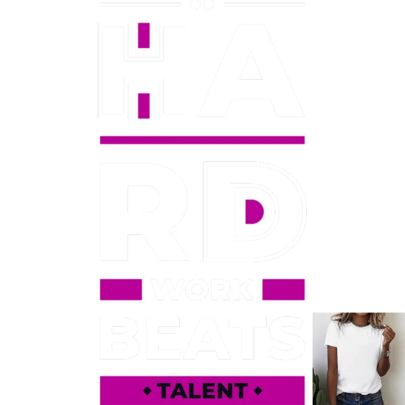 Hard Work Beats Talent Trendy Text Heat Transfer Sticker, Stylish Pattern for T - Shirts, Casual Daily Universal Heat -