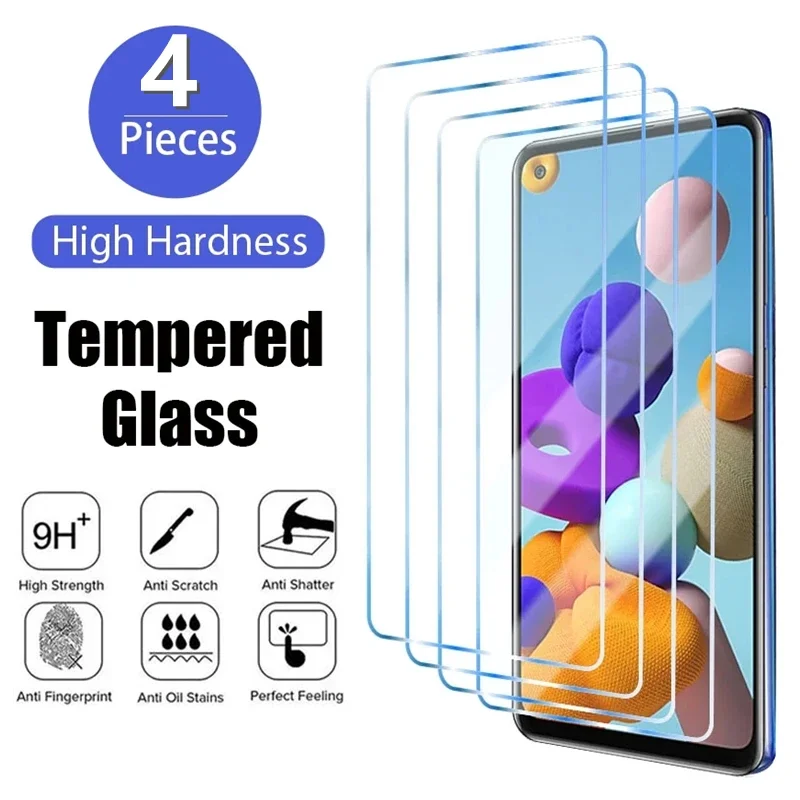 4Pcs Tempered Glass for Samsung A23 A13 A53 A52 A32 A12 A51 A52S A72 A33 A21S Screen Protectors for Galaxy S10E M12 M31S M32 M52