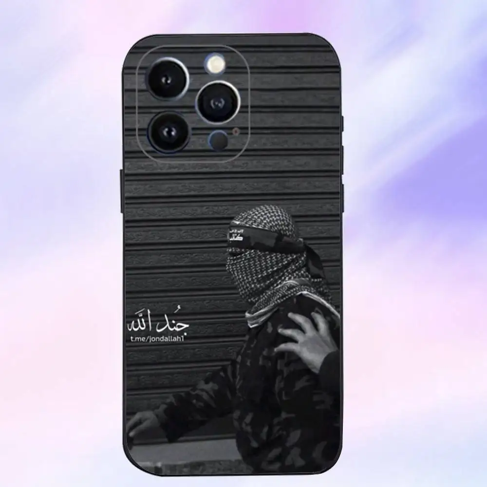 A-Abu O-Obaida iPhoneケース iPhone 16、15、14、13、12、11 Plus、Pro Max、XS、X、XR、SE、Mini、8、7対応 ソフトシリコン製 ブラックカバー