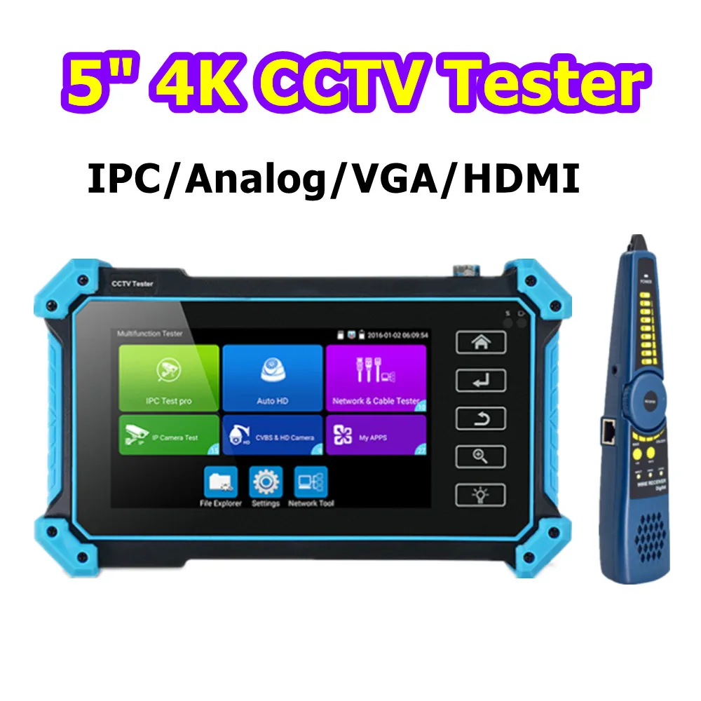 

5.4" CCTV IPC Tester AHD CVI TV SDI Camera Testing 4K IP Camera Tester IPC-5200 Plus PTZ VGA HDMI Input Cable Tracer CCTV Tester