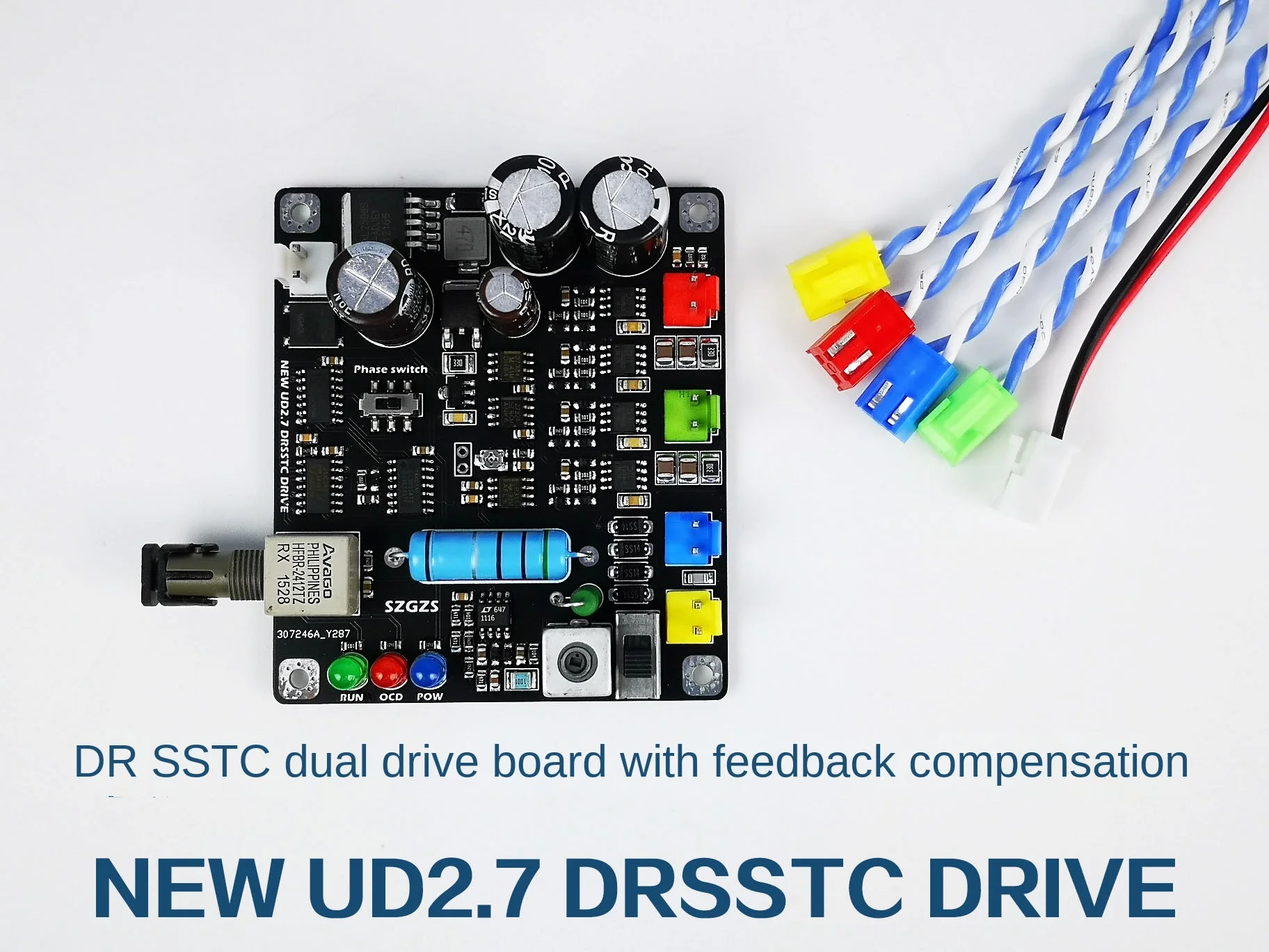 DRSSTC UD2.7 Finished Product Double Totem Phase-shifting Compensation Drive Board Tesla Coil Accessories Artificial Lightning