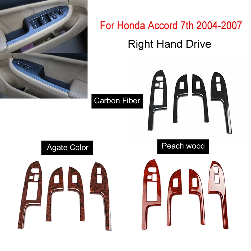 

For Honda Accord 7th 2004-2007 Right Hand Drive Car Door Armrest Window Lift Switch Cover Trim ABS Styling Moldings 4pcs