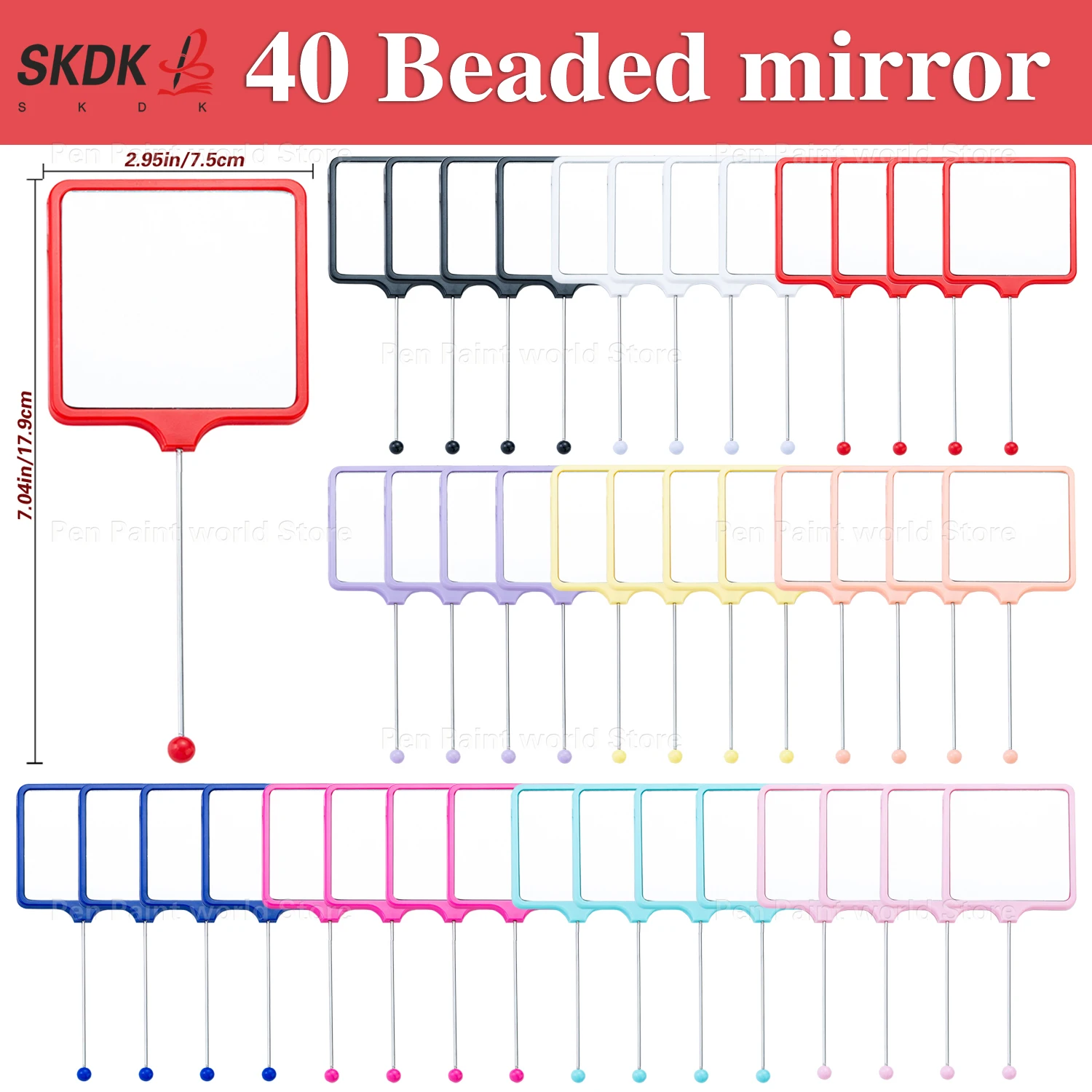 

40Pcs Elegant DIY Mirror Bookmark – Bead Handles for Personalized Gift or Desk Decoration