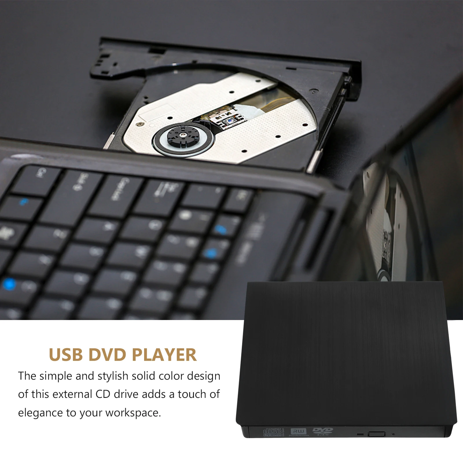 

Optical Drive Dual Interface USB3 0 Type C Black Portable DVD Player CD Burner External Drives Fast Reading Stable Performance