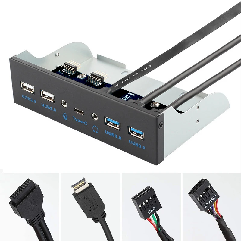 Imagem -03 - tipo c 10gbps Usb 3.0 2.0 Áudio Portas Caixa do Computador do Painel Frontal Unidade Óptica Expansão Placa-mãe Tipo-e-a-chave 20pin 5.25