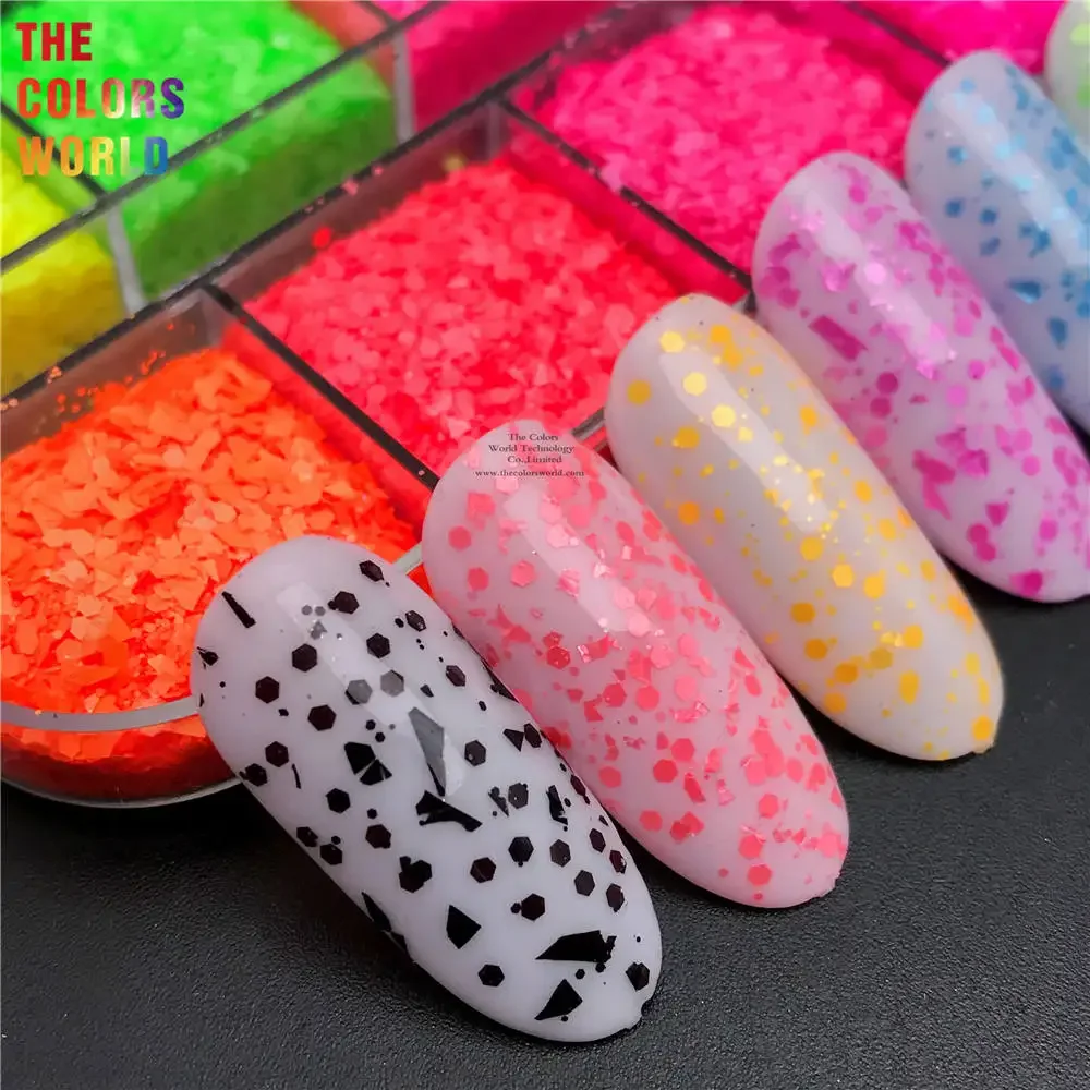 TCT-879 Mix Chunky Shard Nails Art Glitter Neon Spring Colors Sequins For Paint Mod Podge Slime Nail Polish Candle Wax Playdough