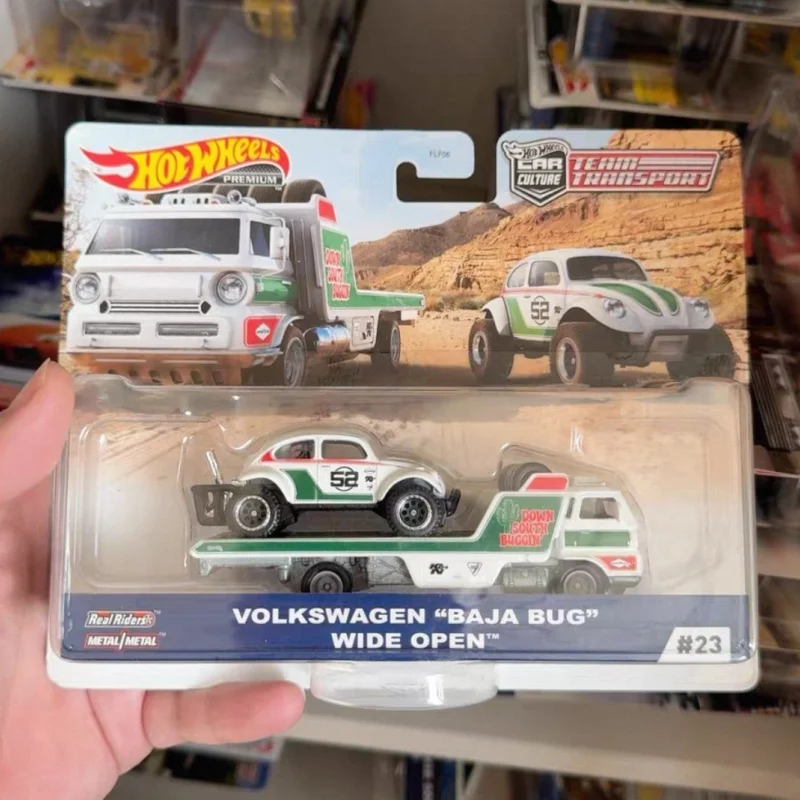 

In Stock Hot Wheels Premium Team Transport Serise Volkswagen "BAJA BUG" Dadge Dart Model Car Toys Collection Surprise Toys Cars