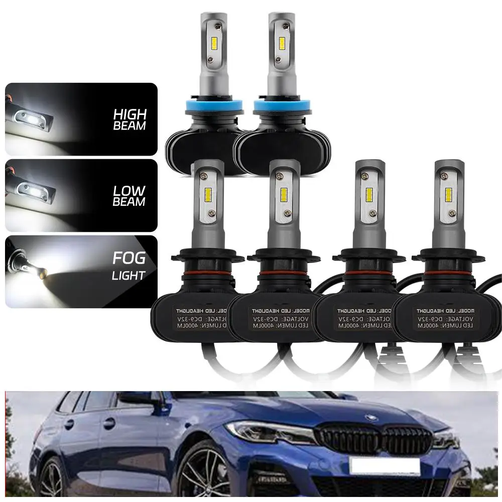 LED Headlight Bulbs upgrade Kit Bright White For BMW 3 Touring F31 2015-2019 Low beam,High beam,Parking Light Car Accessories