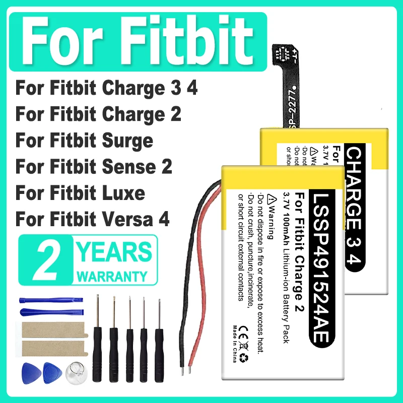 

Sense2 Charge4 FitbitLuxe Versa4 LSSP411415 LSSP491524AE Battery For Fitbit Surge Charge Sense Luxe Versa 2 3 4 LSSP491524AE