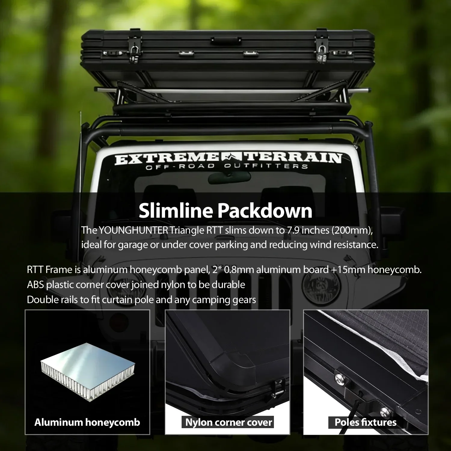 YOUNGHUNTER 4x4 الألومنيوم X على شكل إطار سقف علوي خيمة التخييم ماكس عالية تصميم مثلث للمغامرات في الهواء الطلق