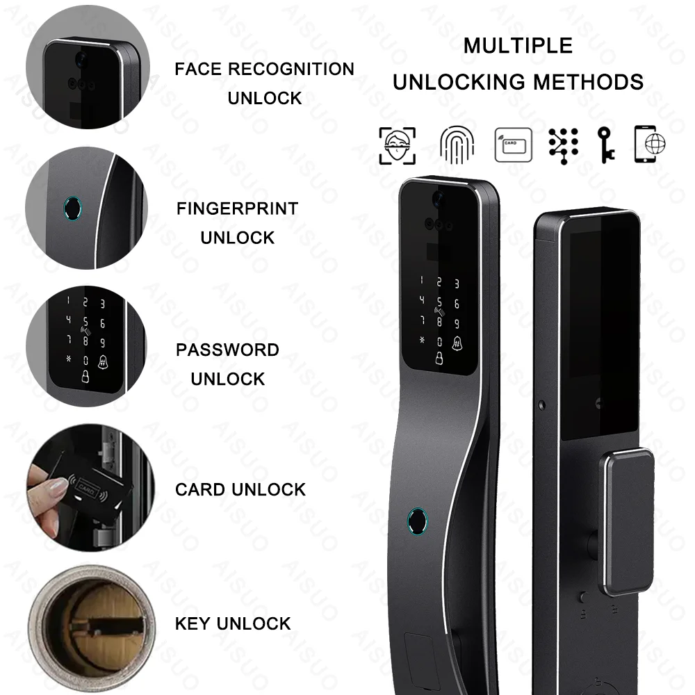 Aisuo-Interphone vidéo en temps réel, sécurité intelligente, électronique, magnétique, empreinte digitale, porte numérique, Wi-Fi, Ttlock, Tuya Smart Lock