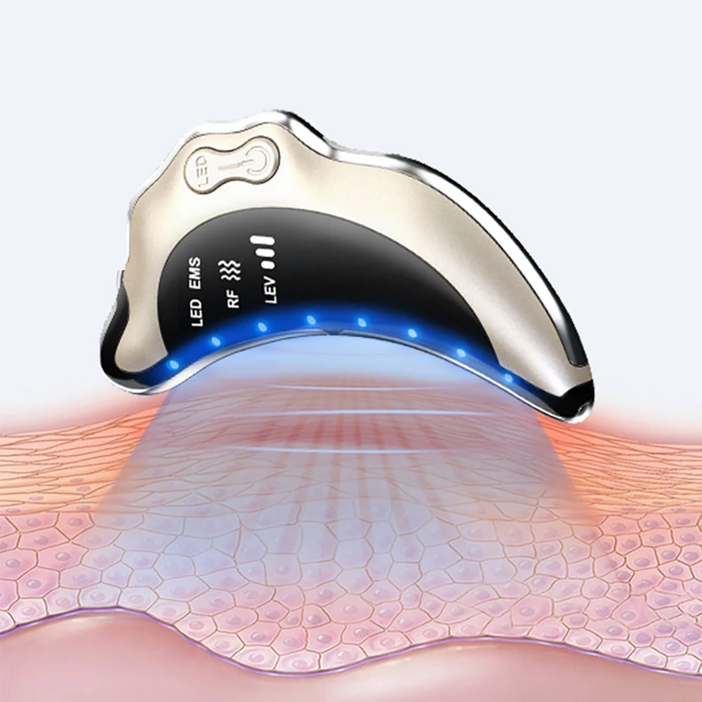 

New Arrival Photon Skin Care Gua Sha Tool Vibrating Massager Microcurrent Face Lifting Machine R&F Beauty Anti Aging Devices