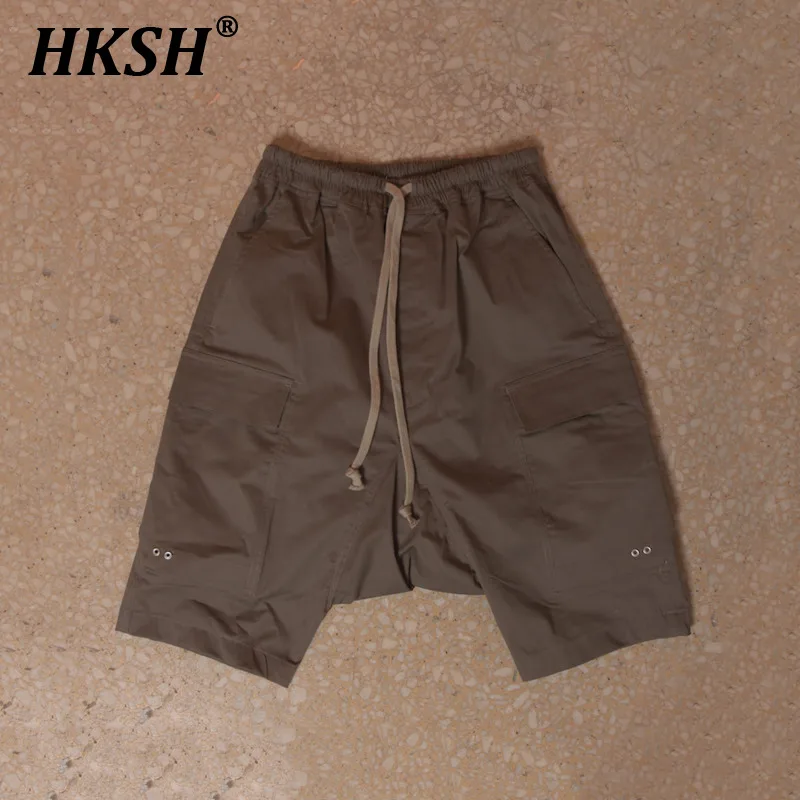 HKSH-pantalones cortos de trabajo estilo RO, pantalones cortos hasta la rodilla con entrepierna colgante, bolsillos tridimensionales, novedad de