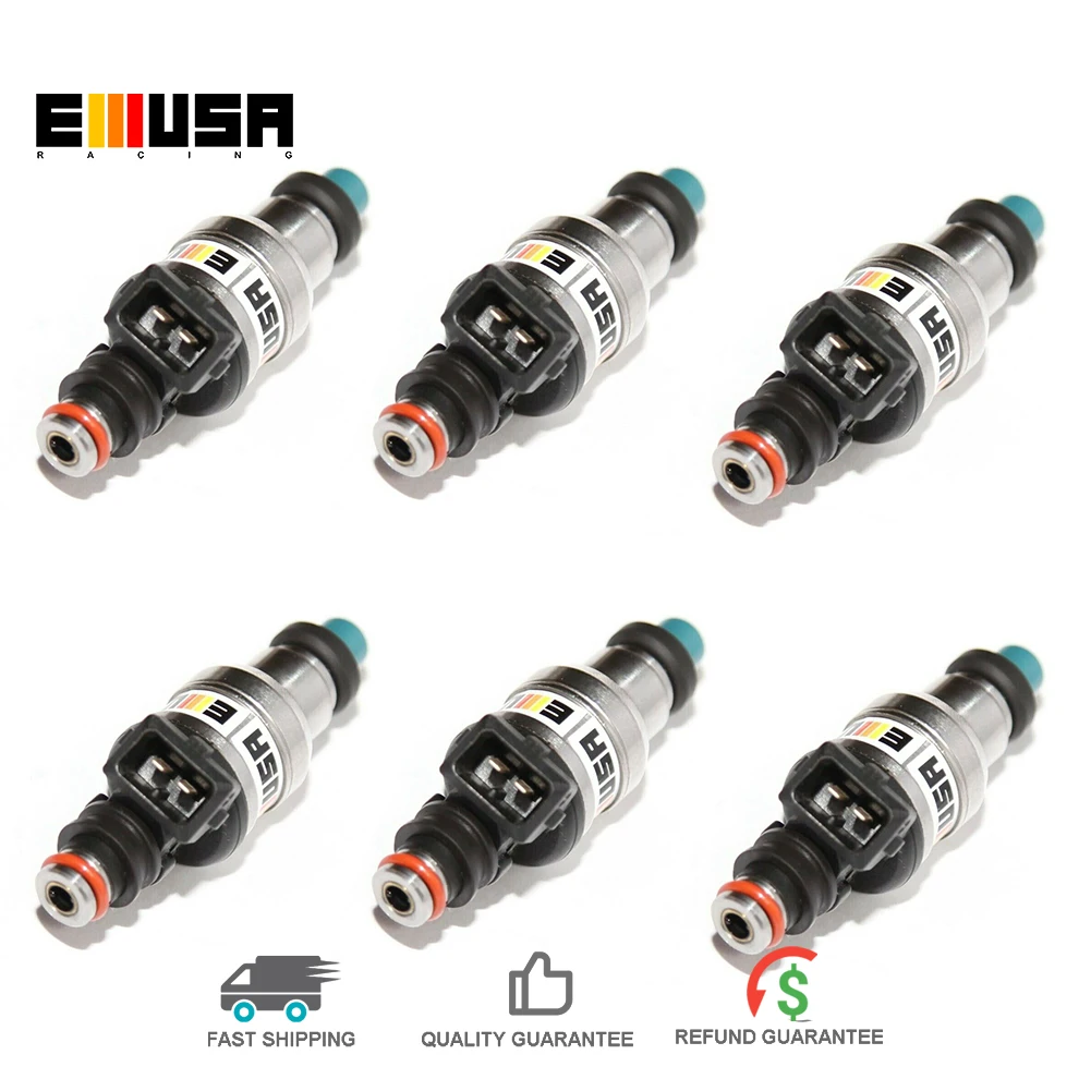 Emusa 6Pcs/Set Universal Injectors 750cc 350Z 370Z 300ZX 3000GT Eclipse GT V6 I6