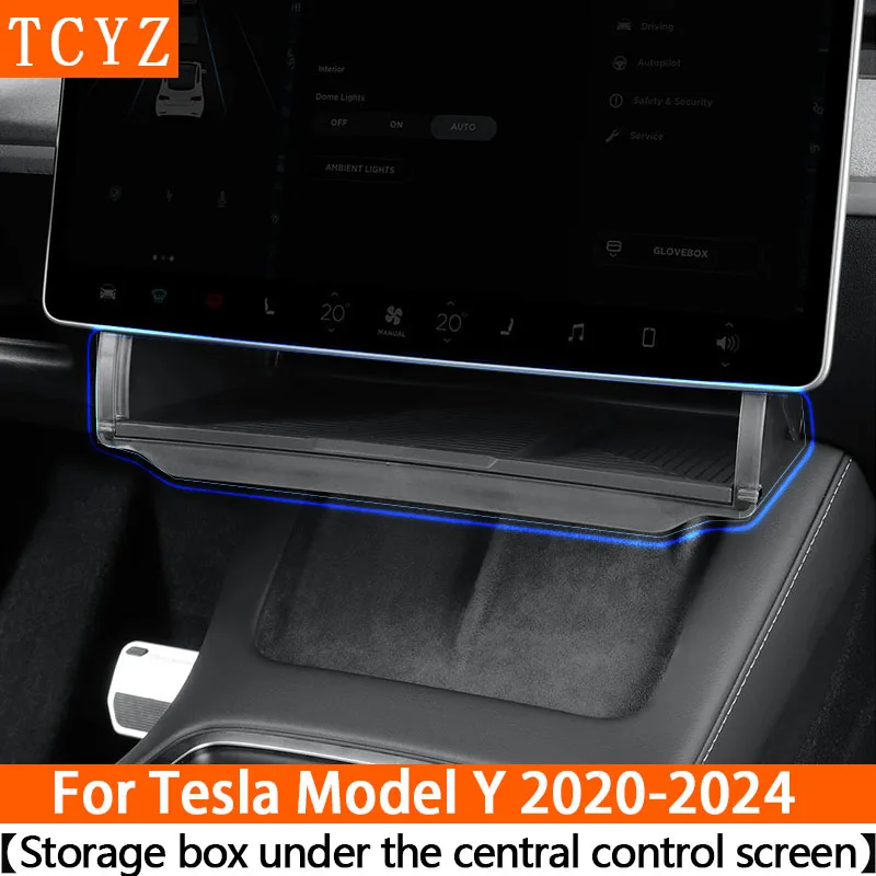 

TCYZ для Tesla Model Y 2020-2024 автомобильный ящик для хранения, скрытый органайзер для хранения, лоток под центральным экраном управления
