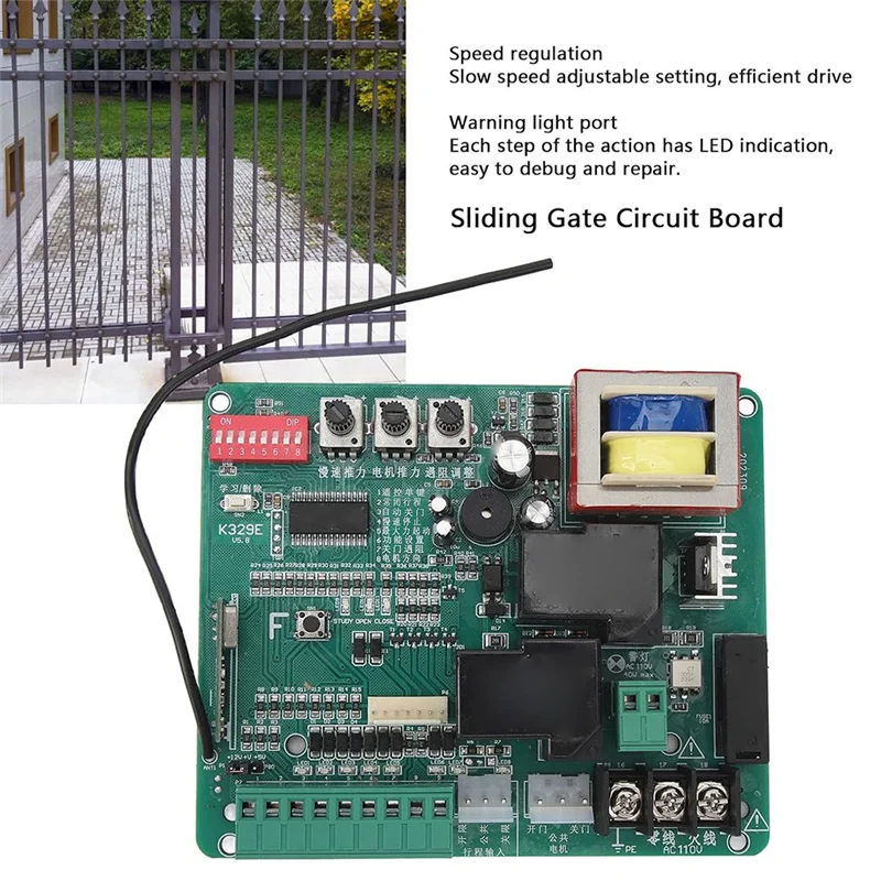 ABHU Sliding Gate Operator Control Board Replacement, Main PCB Circuit For Gate Motor, Universal Gate Opener With Indicators